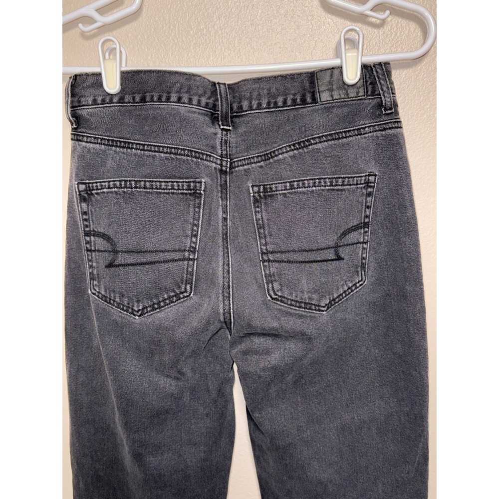 American Eagle Mom Jean Womens 4 Short Washed Black High Waisted Tapered Denim - Picture 3 of 7